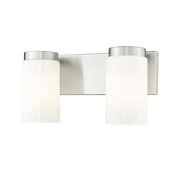 Z-Lite Burk 2 Light Vanity, 13.75in. W x 7.25in. H, Brushed Nickel 746-2V-BN - main